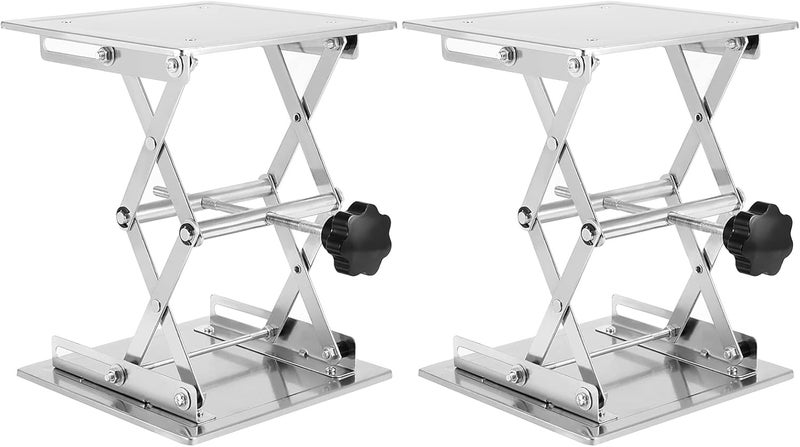 JOIKIT 2 PCS 8 x 8 in Stainless Steel Lab Jack Sicissor Stand, 85mm to 280mm Expandable Lab Lift Table Platform, Load Bearing 15kg/33lbs - Image 1